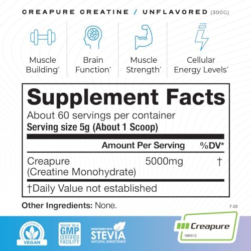 Muscle Feast Creapure Creatine Monohydrate Powder, Unflavored (300g) - Image 3