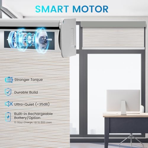 Motorized 100% Blackout Roller Shades – Custom Smart Blinds with Remote Control, Rechargeable Battery or Plug-in Motor, Tuya WiFi Optional, Home & Office Automatic Window Shades (Vibeke Greige/CH9427) - Image 3