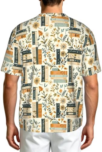 Men's Scrub Top,V-Neck Spill Wrinkle Resistant,3 Pockets-Book Lover (1) - Image 2
