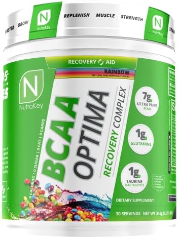 NutraKey BCAA Optima Post Workout Recovery Complex, No Sugar, No Carb, Recovery Aid, Rainbow by NUTRAKEY