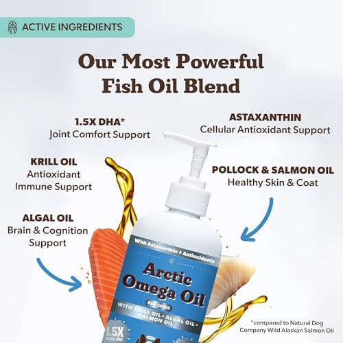 Natural Dog Company Arctic Omega Oil for Dogs – Salmon, Pollock, Krill & Algal, DHA Supports Skin & Coat, Joint Mobility, Cognitive Health & Immune Wellness, Liquid Fish Oil Pump,16 oz - Image 2