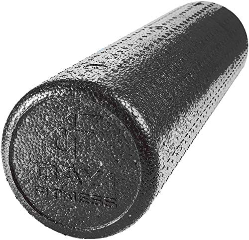 High Density Muscle Foam Rollers by Day 1 Fitness - Sports Massage Rollers for Stretching, Physical Therapy, Deep Tissue, Myofascial Release - Ideal for Exercise and Pain Relief - Solid Black, 24" by Day+1+Fitness