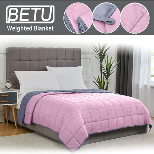 Weighted Blanket for Adults 20lbs, 80"x87", King Size Cooling Heavy Throw Blanket for 180-220lbs, Microfiber Soft Big Blankets Weighted Comforter, Pink Grey - Image 3