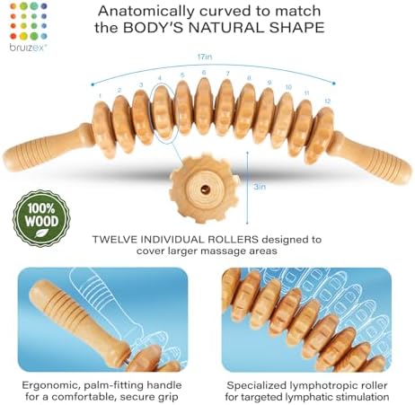 Bruizex Wood Therapy Massage Tool, Lymphatic Drainage Massage Roller Stick - Image 3