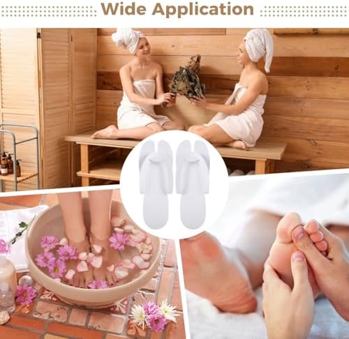 Disposable Pedicure Flip Flops Slippers Bulk,White EVA Flip-Flops Kit,SPA Pedicure Slippers for Adult,Lightweight and Easy to Wear,Ideal for Nail Salons,Hotels,Travel,Home,Party - Image 5