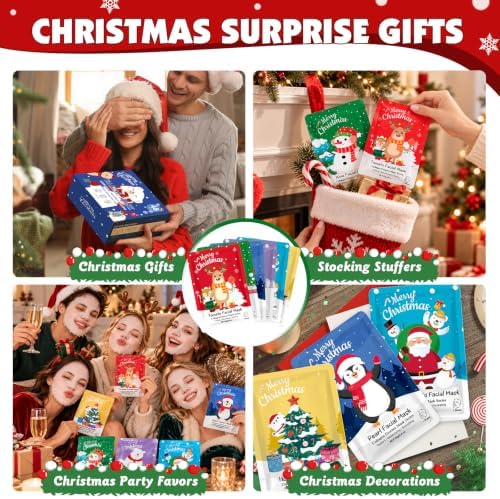 KONEUK 48 Pack Christmas Sheet Face Masks Skincare, Stocking Stuffers - Image 6