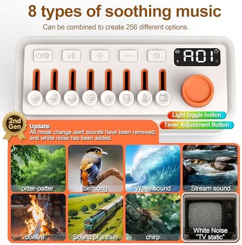 TMEHM 3-in-1 White Noise Machine for Sleep, Bluetooth Speaker, Night Light - Image 3