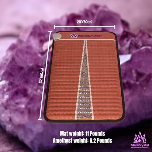 MediCrystal Infrared Heat Amethyst Mini Mat - 32" L x 20" W - Natural Crystals - Adjustable FIR Heating 86°-158°F (30°-70°C) - Deep Warming Hot Stone Pad for Back Health - Original Manufacturer - Image 2