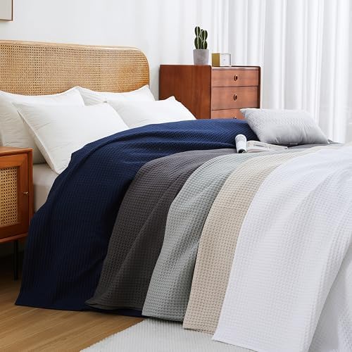 100% Egyptian Cotton Waffle Weave Throw Blanket for Bed Couch Sofa Home Decor, Soft Lightweight Bed & Couch Blanket for All Seasons (White - Full Size - 84 * 90") - Image 6