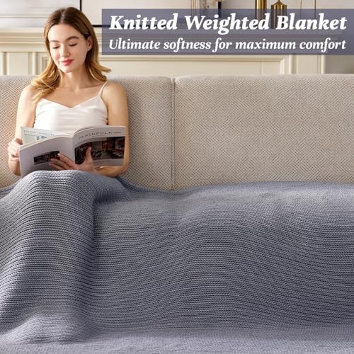 Guohaoi Knitted Weighted Blanket for Adults, 50"x75" 20lbs Full/Queen Size - Image 7
