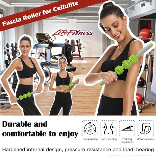 Cellulite Massager, Fascia Blaster for Cellulite, Muscle Roller Stick Lymphatic Drainage Massager for Relif Body Sorness, Trigger Points, Sports Legs, Back Recovery, Yellow Green - Image 2