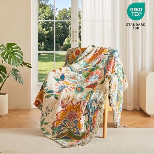 MSGKV Boho Throw Blanket 50"x60" 100% Cotton Vine Blanket for Couch Bed - Image 2
