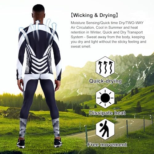 OEBLD Men's Workout Compression Clothes Long Sleeve Compression Shirts and Pants Thermal Base Layer Set - Image 3
