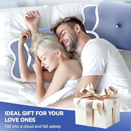 Cervical Pillow for Neck Pain Relief, A Cozy Night’s Sleep Ortho Memory Foam Bed Pillow, Neck and Shoulder Support for Side, Back & Stomach Sleepers, Lumbar Comfort Design (Blue/WHT) - Image 5