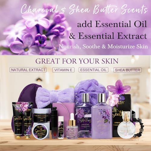 26 Pcs Spa Bath and Body Gift Basket, CHARCOAL SHEA BUTTER Spa Kit Gift Set - Image 3