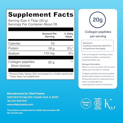 Vital Proteins Collagen Peptides Powder - Grass Fed Collagen Peptides for Hair, Nail, Skin, Bone & Joint Health, Unflavored, 27 Servings (Pack of 3) - Image 3