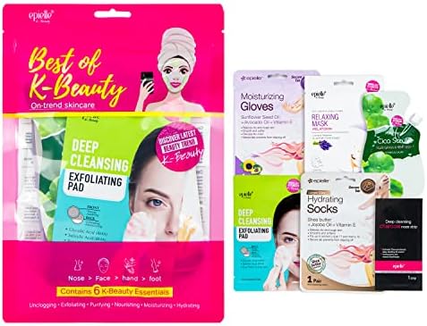Epielle Best of K-Beauty Kit, 6 Home Spa Essentials, At-Home Spa Kit for Radiant Skin, Self Care Gifts for Women, Korean Skin Care Set, Stocking Stuffers by Epielle