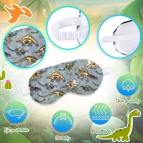 Cuffbow 6 Pack Fuzzy Sleep Masks Plush Eye Mask,Dinosaur,Colorful - Image 3