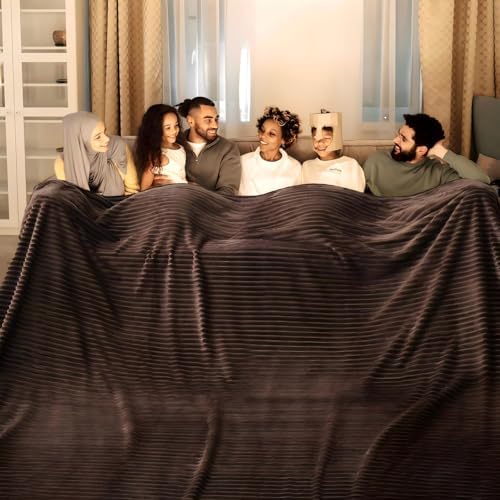 Bnuitland Brown Fleece Throw Blanket 90"x108",300GSM Soft Cozy Warm Lightweight Stripe Pattern for Bed Sofa Home Decor,Suitable for Adults Family All Season by BNUITLAND