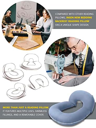 INSEN Reading Pillow, Back Pillow for Sitting in Bed and Couch - Image 2