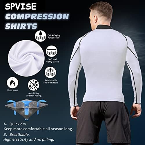 SPVISE Men's Compression Shirts Long Sleeve Mock Turtleneck Workout Tops - Image 5