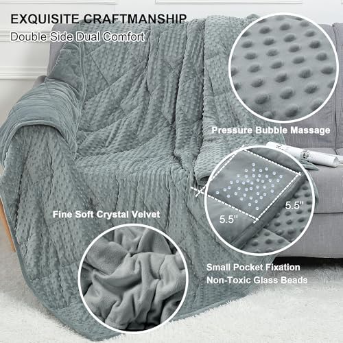 Alomidds Weighted Blanket, Luxury Velvet Weighted Blankets,Warm and Breathable Soft and Comfort Minky, Cute Heavy Blanket with Premium Glass Beads (36"x48" 5LBS, Grey) - Image 3