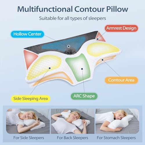 HOMCA Cervical Pillow, Ergonomic Memory Foam Neck Pillow for Pain Relief - Image 2