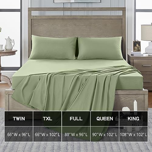 FreshCulture Full Flat Sheet - Hotel Quality Full Flat Sheet Only - Brushed Microfiber Top Sheet - Ultra Soft & Breathable - Wrinkle-Free - Easy Care - Single Flat Sheet (Full, Sage Green) - Image 5
