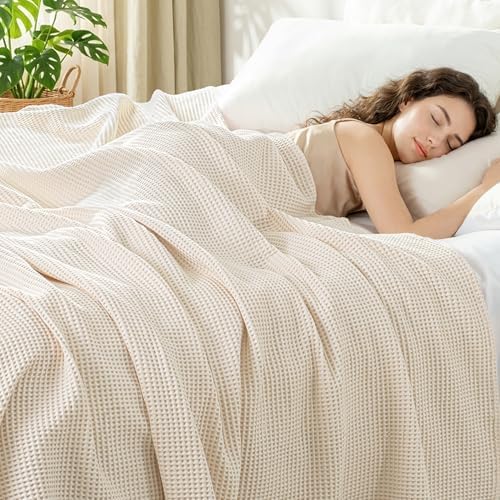 Exclusivo Mezcla 100% Cotton Oversized Waffle Throw Blanket for Couch Sofa - Image 3