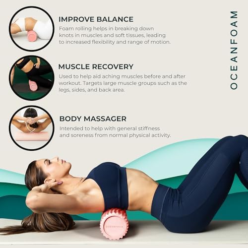Oceanfoam Tidal Roller - Charcoal - Muscle Massage Foam Roller for Back Pain & Stretching - Firm and Ergonomic Wide Wave Textured - Yoga, Athletics, & Wellness - Full Size, 20" x 5" - Image 5