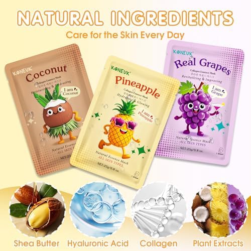 KONEUK 84 Pack Cute Fruit Face Mask for Kids Girls, Skin Care for Teens - Image 3