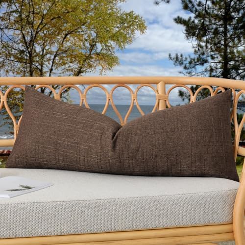 Kevin Textile Outdoor Waterproof 14”x36” Lumbar Pillow Cover 1 Pack, Brown by KevinTextile