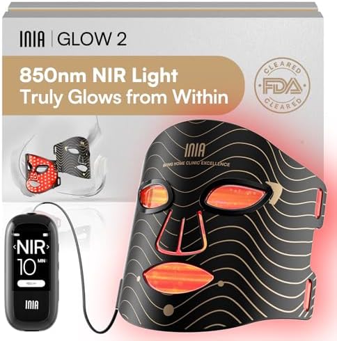 INIA Red Light Therapy Mask for Face, 850nm NIR, Red/Blue LED Light 4 Modes by INIA