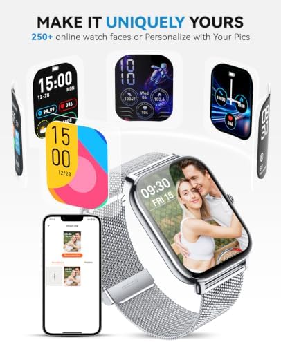 Smart Watch for Women Men- Answer/Make Call, IP68 Waterproof Fitness Tracker with Sleep Monitor,Smartwatch for Andriod iPhone Compatible (Silver Case w/Starlight & Siliver Milanese Band, 1.91) - Image 5