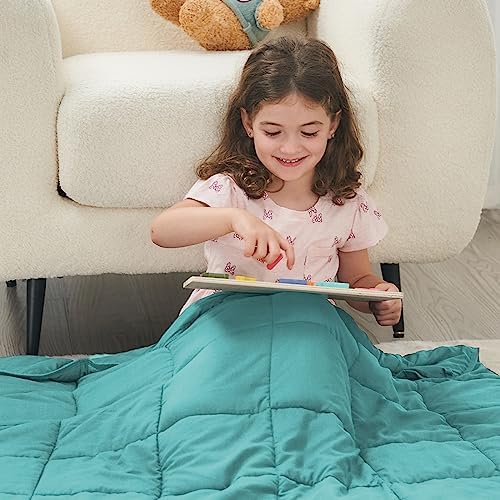 yescool Weighted Throw Blanket 7lbs, 41" x 60", Teal - Image 2