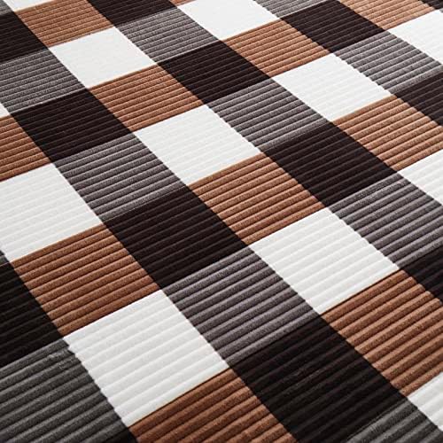 PU MEI Sherpa Blanket Full/Queen Plaid Thick Bed Blanket, 90”*80” Super Soft Flannel Fuzzy Fleece Reversible Velvet Plush Warm Blanket for Couch (Brown-Check, 80"*90") - Image 5