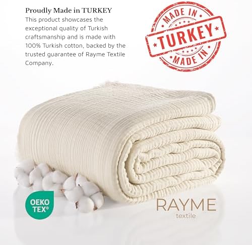 Muslin Blanket - Pure 100% Turkish Cotton Airy Soft Light Versatile Gauze Throw Blanket for Bed, Couch, Sofa (Natural, Throw Size (50" x 66" inch)) - Image 5