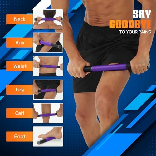 Muscle Roller Stick,17" Massage Roller for Muscle Deep Tissue Purple - Image 4
