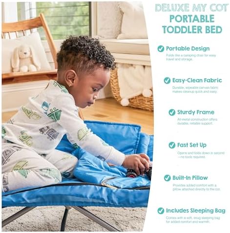 Regalo My Cot Deluxe Portable Toddler Bed, Indoor/Outdoor Kids Nap Cot with Sleeping Bag & Pillow, Lightweight Folding Travel Design for Home, Daycare, Camping & Sleepovers, Ages 2-5 - Image 6