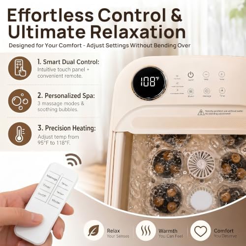 Collapsible Foot Spa Foot Soaking Tub Foot Spa Bath Massager with Heat | Remote Control with Detachable Rollers,Precise Temp Control,Hidden Handle, Foot Bath for Home Pedicure&Stress Relief - Image 2