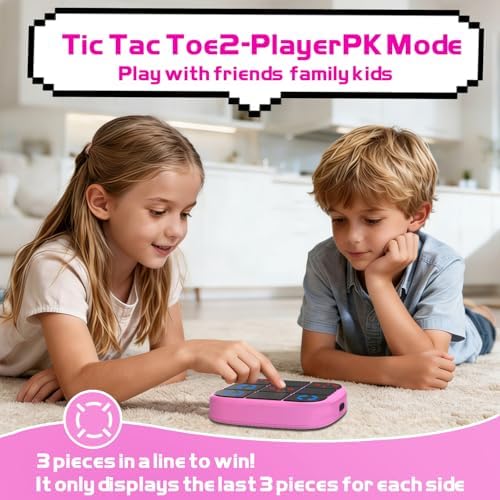 KOQQQ Rechargeable Tic-Tac-Toe Bolt Game, Upgraded 4-in-1 Handheld Puzzle Console, Electronic Educational Memory Game, Portable Travel Car Ride Board Games for Kids Adults (Pink) - Image 4