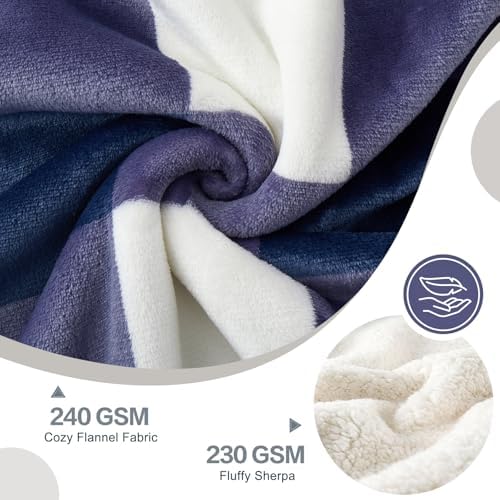 PU MEI Sherpa Blanket Fleece Throw Blanket Twin Plaid Thick Bed Blanket, Soft Warm Cozy Blue Checkered Throw Blanket 60"*80" - Image 5