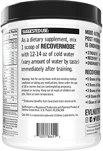Evlution Nutrition Recover Mode- Complete Post Workout with BCAAs, Immunity Support, Vitamin C, D & E, Electrolytes, Hydration, Creatine, Glutamine, Beta-Alanine, L-Carnitine, 30 Serve, Blue Raz - Image 4