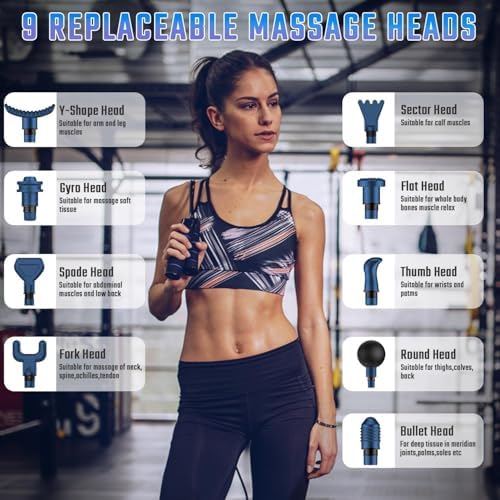 cotsoco Massage Gun Deep Tissue, Fathers Day Dad Gifts, Muscle Massage Gun with 9 Attachment Heads 20 Speeds & Silent Brushless Motor for Pain Relief, Handheld Percussion Back Massager Gun - Image 5