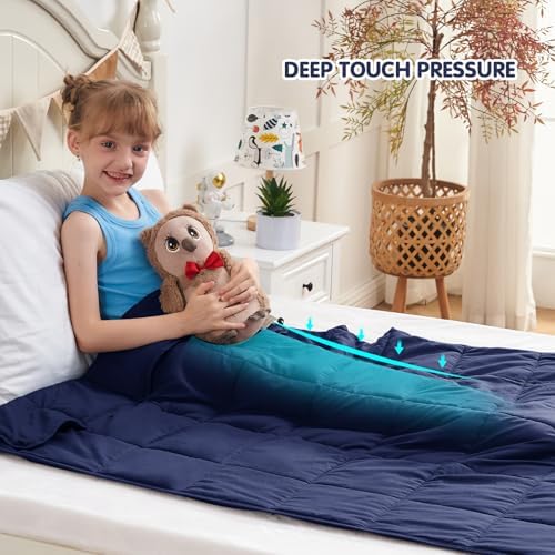 yescool Navy Weighted Blanket 10 Pounds Twin Cooling Weighted Lap Blanket, Heavy Blanket, Weighted Throw Blanket Gifts for 80-110lbs, 40" x60 - Image 2