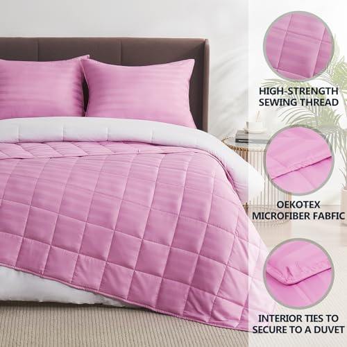 Weighted Blanket Queen/King Size (80"x87" 17lbs),Ultra Soft and Cozy Cooling Weighted Blanket for Adult,Heavy Blanket with Machine Washable Soft Blanket, Pink - Image 4