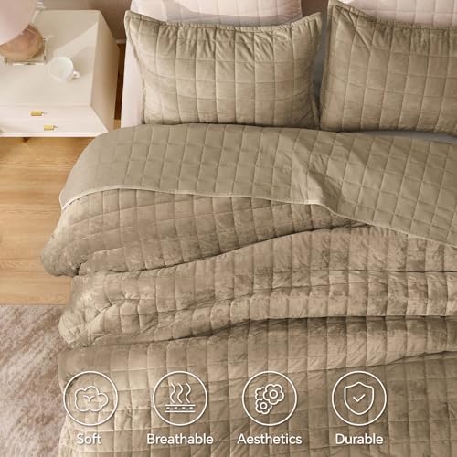 BEDELITE Velvet Quilt Set King Size, Luxury Velvet Comforter Bedding - Image 4