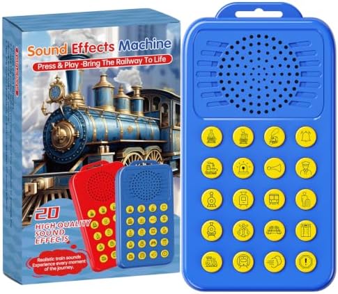 Train Sound Effects Machine - 20 Sounds - Gifts for Teen Boys and Girls,Train Whistle for Kids & Adults,3-Level Volume Control,For 3-16 Year Old Boys,Cool Gadgets(Blue, 2 AAA Batteries INCLUDED) by Unknown