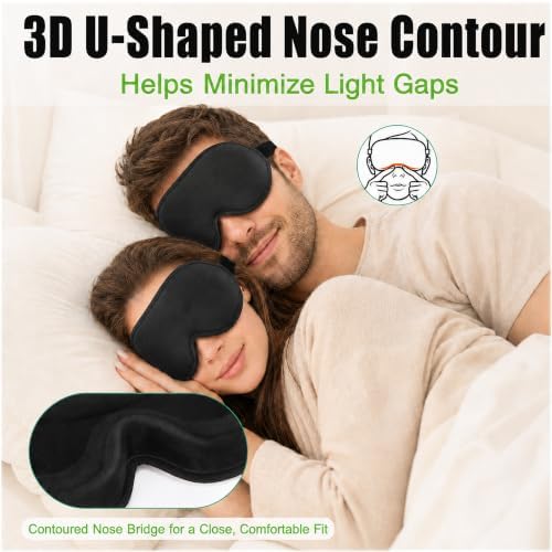 100% Blackout Adjustable Eye Mask Moisture Goggles – Soft & Comfortable Reusable 3D Sleeping Mask – Ideal for Travel (Pure Black) - Image 5