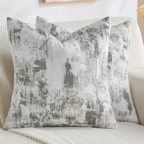 FUTEI Pack of 2 Faux Cashmere Throw Pillow Covers 24x24 Inch, Black White by FUTEI